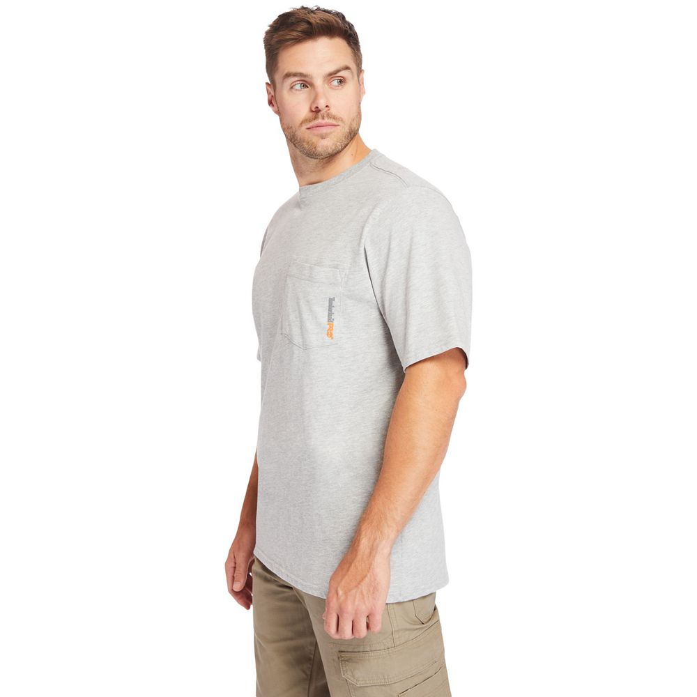 Timberland Mens T-Shirts PRO® Big & Tall Base Plate Short-Sleeve - Grey - India IB8739451